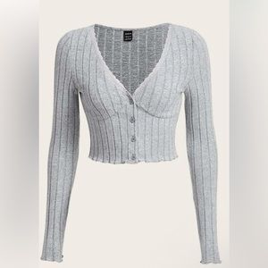 Button Front Lettuce Trim Crop Tee